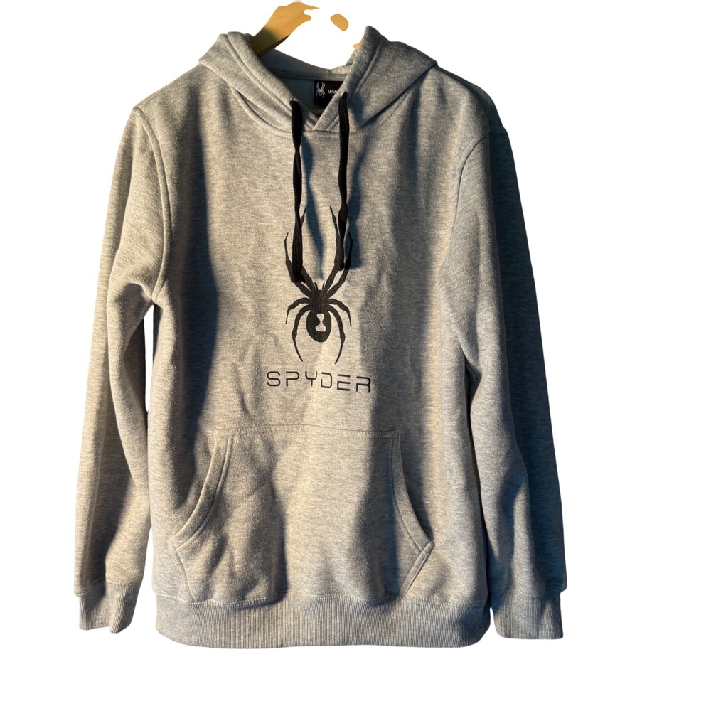 Spyder Men M Gray Hoodie Pullover Logo Cotton Blend Fleece Active Gorpcore